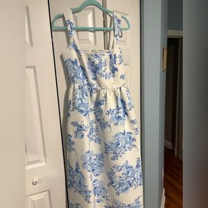 SACHIN & BABI BLAINE TAFFETA SQUARE-NECK MIDI DRESS